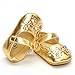 Estamico Baby Girl's Leather Flowers with Diamond Shoes Gold Us 4