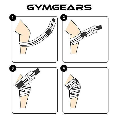 Kniebandage [2er Set mit Klettverschluss] Knee Wraps 200cm – Profi Knie Bandagen für Kraftsport, Bodybuilding, Powerlifting, CrossFit & Fitness – Für Frauen & Männer geeignet – EINFÜHRUNGSPREIS - 7