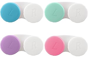 KMZ 4 Pcs Contact Lens Cases Left/Right Eyes Contact Lens Holder Care Box Portable Soaking Storage Mini Box for Travel Home Outdoor Business Trip (4 Colors)