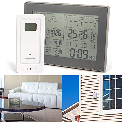 LCD Funkwetterstation Wetterstation Hygrometer inkl. Außensensor Innen- und Außentemperatur mit Wettervorhersage Temperatur Luftfeuchtigkeit - 2