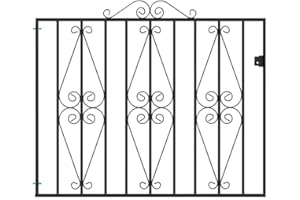 GENERIC Stirling Scroll Metal Garden Gate Galvanised Wrought Iron Style Swing Pedestrian gates (1067mm GAP X 914mm High ST05ZP)