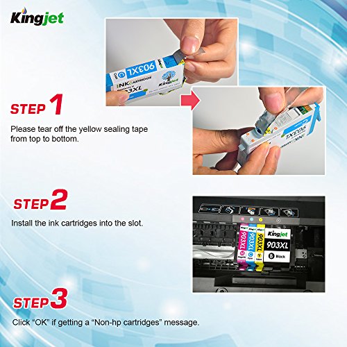 Kingjet 903XL Refill-Patronen 5 Stück hohe Kapazität Ersatz für HP 903 XL mit Füllstandsanzeige kompatibel mit HP OfficeJet 6950 6960 6970 (2 x Schwarz, 1 x Cyan/ Magenta/ Gelb) - 7