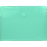 Grafoplas - Pack of 5 Plastic Folders with Gusseted Gusset 30 mm, Adhesive Textile Closure, Fools+ Size, Mint Green, 33.5 x 2