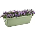 elho Barcelona Trough 40 - Plastic Planter for Balcony & Outdoor - 40cm x H 16.0 cm, 8 liter volume, Pistachio Green