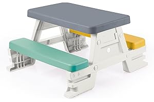 DOLU Children Picnic table for 4 children Outdoor Table Outdoor picnic table bench seating. 43 x 77 x 71 CM
