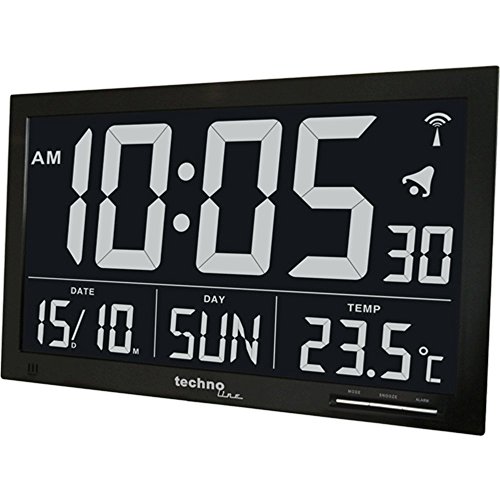 Technoline, WS 8007 Funk-Wanduhr, schwarz, 36,8 x 2,9 x 22,8cm - 2