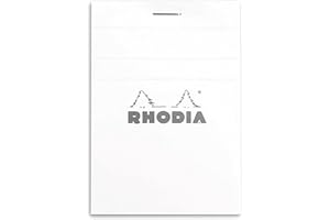 RHODIA 11201C – Bloc de notas A7 – Pequeñas baldosas – 80 hojas desmontables – Papel Clairefontaine blanco 80 G – Cubierta de tarjeta revestida flexible, resistente e impermeable – Basics