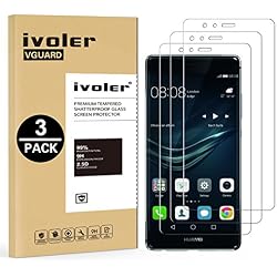 iVoler [3 Unidades] Protector de Pantalla para Huawei P9, Cristal Vidrio Templado Premium