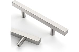 Astrée 5 Pack 96mm Brushed Satin Nickel Kitchen Handles - Stainless Steel Cupboard Handles for Cabinets, Doors & Drawers