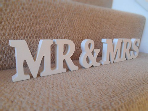 Musuntas Dekoration Hochzeit aus Holz, Mr & Mrs Holz Buchstaben, Hochzeitsgeschenk 21cmX 10cm X 1.5cm - 2