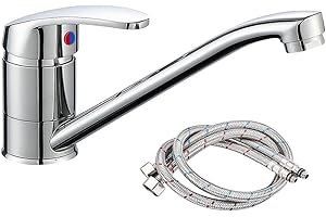 FENYW Monomando Grifo de Cocina, 360 ° Grifo para Cocina Fregadero Agua Fría y Caliente con 2 G3/8'' tubos, Grifo Cocina Monomando Flexible para Fregadero de Cocina