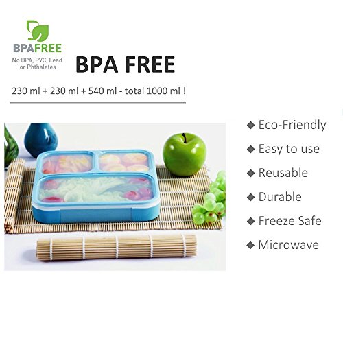 AckMond Mittagessen Bento Box, Mikrowelle und Spülmaschinenfest Lunch Box mit 3 Separate Dichtungs-Behälter (2 Stück) - 4