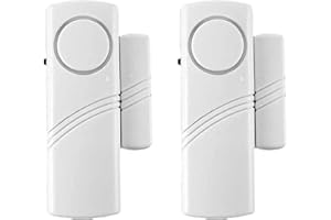PCTC Door/Window Alarm Magnetic, Wireless Security Sensor Burglar Alarm System Loud 90 dB, Shed Garage Vibration Entry Warning Detector, for Office/School/Hotel/Home/Store Security(2) (JD188)