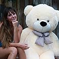 OSJS Toys Very Soft Lovable/Fluffy/SpongyHuggable Cute Teddy Bear with Neck Bow for Girlfriend/Birthday Gift/Boy/Girl/Valentine/Anniversary (Cream, 6 Feet)