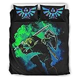 WuJin Parure de lit 3 pièces avec Drap et taie d'oreiller Motif Zelda Swordsman, Polyester, Blanc, 66x90 inch
