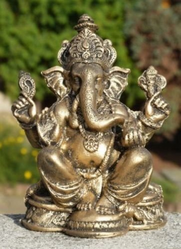 schöner Ganesha gold Elefantengott Resin Garten Feng Shui Res14