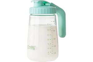 COMI BABY COMI 34oz Breast Milk Pitcher, Breast Milk Storage Containers for Fridge, Resistant to Heat and Cold, Breastfeeding Essentials with Sealing Ring, No Leak Glass Pitcher with Handle and Lid, Green