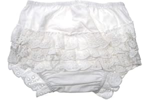 Tillfield White Cotton Broderie Anglaise Frilly Bloomers for Baby Girls (0 to 18 Months)