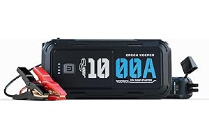 GREEN KEEPER Booster Batterie Voiture 1000A Professionnel 12V Démarrage Rapide, Portable pour Voitures Diesel 3.5L & Essence 5.0L, Câble Intelligent, Pack d'urgence Multifonction avec LED & Protection Sécurisée