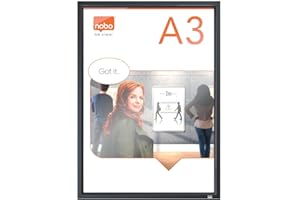 ‎NOBO Nobo A3 Bilderrahmen mit Cliprahmen, Info-Rahmen mit Wandbefestigung, Durchgehende Eckbefestigung, Aushang-Rahmen, Auf Gehrung geschnittene Ecken, Klapprahmen, Impression Pro Serie, Schwarz, 1915581