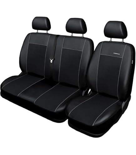 Texmar Coprisedili Anteriori 2+1 In Tessuto Nero Per Ford Transit (dopo Il 2015) - Su Misura Per Guida A Sinistra
