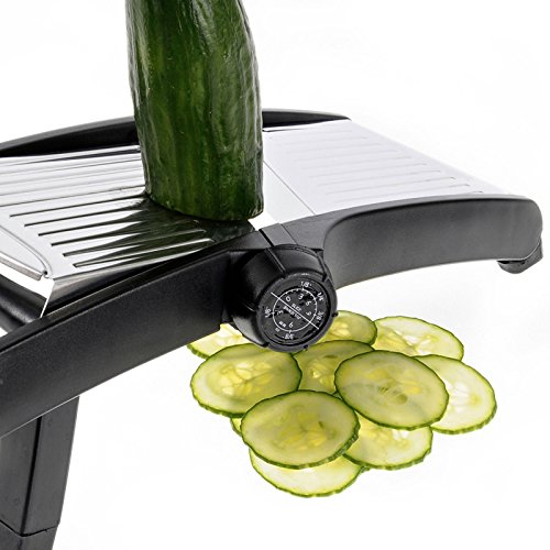 Westmark Gemüseschneider/-hobel mit verschiedenen Schneidvarianten, 37 x 17,5 x 18 cm, Rostfreie Edelstahlklingen, Vario, Schwarz/Silber, 11292260 - 4