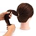 LuckyFine 22 inch 100% Real Long Brown Human Hair Hairdressing Practice Training Head Mannequin + Adjustable Holder