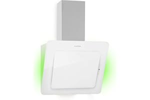 Klarstein Cappa Aspirante 60 cm, Cappa Cucina, Cappa Filtrante, Scarico: 595m³/h, Illuminazione LED, Pannello Touch, Filtro Carboni Attivi, Luci RGB, Con Ricircolo Aria, Classe Energetica A, Bianco