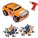 Produktbild Virhuck 36pcs Take-A-Part Spielzeugauto für Kinder, Montage Spielzeug Set Baufahrzeuge Auto mit Elektro-Bohrmaschine, 4 Arten von Kombinationen, Geschenke für Kinder - Orange Blau