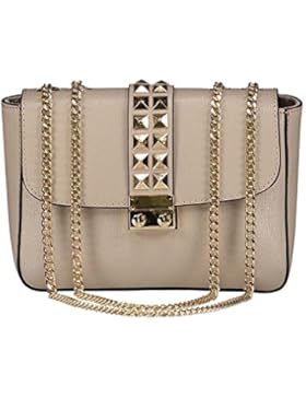 VICHY Schulterriemen mit goldenen Ketten Kette Schulterriemen und hellem Gold Metall-Zubehör, Rockstud-Nieten,...