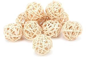 Voarge 10 sztuk naturalnych zabawek z wierzby, naturalna papuga papuga zabawka do żucia piłki ratanowe do papużek falistych kakadu wiszące DIY rzemiosło 3 cm