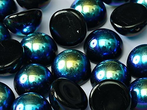 6pcs Dome Bead - Czech Pressed glass Beads in Shape Half-sphere 12x7 mm with one Hole in the base of bead, Jet AB