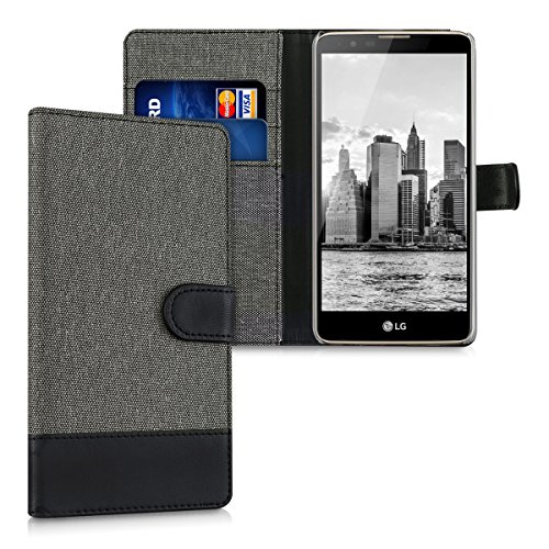 kwmobile Funda para LG Stylus 2 - Carcasa de Tela y Cuero sint tico - con Tapa y Tarjetero Gris Negro reviews kwmobile Funda para LG Stylus 2 - Carcasa de Tela y Cuero sint tico - con Tapa y Tarjetero Gris Negro