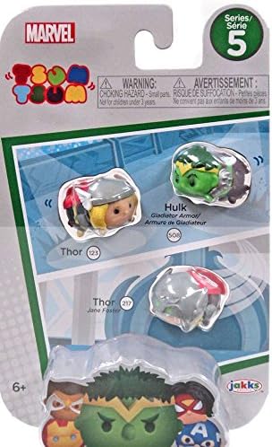 Marvel Tsum Tsum Series 5 Thor, Gladiator Hulk &amp; Thor (Jane Foster) 1-Inch Minifigure 3-Pack #123, 508 &amp; 217