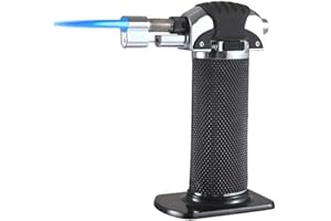 Butane Torch Lighter, ibforcty Metal Flame Gun Welding Gas Torch Lighter Heating Lgnition Butane Portable Camping Welding Gas Torch for Crème Brûlée Outdoor BBQ (Butane not Included)