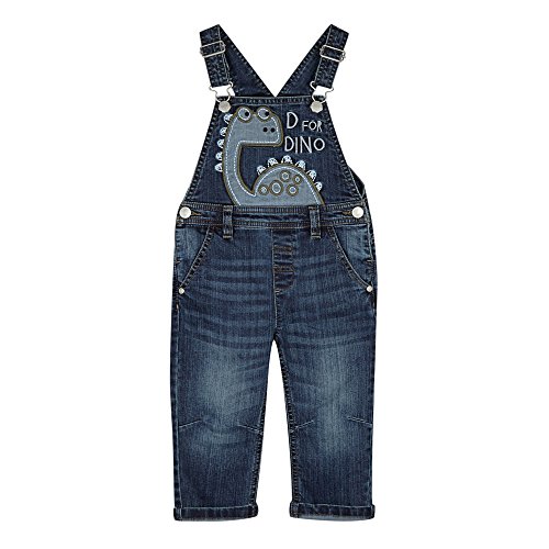 Bluezoo Kids Boy's Blue Dinosaur Applique Dungarees Age 3-4