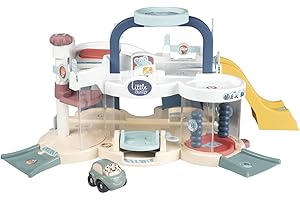 Smoby - Little Smoby - Premier Garage - Station de Lavage, Ascenseur, Héliport - 1 Voiture Incluse - Dès 18 Mois - Fabriqué en France - 140202