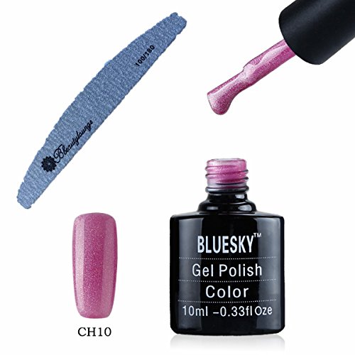 Bluesky Holographic Glitter CH Range Nail Polish UV LED With Free bbeautylounge Nail File (CH10 HOLOGRAPHIC BRIGHT PINK)