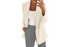 shownicer Blazer Femme Élégant Manches Longues Revers Veste de Costume Blouson Jacket Couleur Unie Slim Fit Tailleur Ouvert Manteau