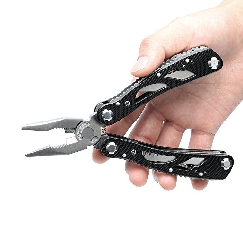 Multifunktionszange Werkzeug, VEAMA Multi Zangen Edelstahl Taschenmesser mit 11 Schrauben und NylonscheideSchwarz - 8