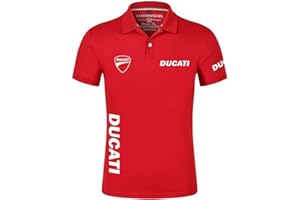 GHDUI T-Shirt da Uomo Estiva da Polo per Polo da Ciclismo con Stampa Ducati T-Shirt da Polo da Golf da Moto Manica Corta da Moto-Red||4XL