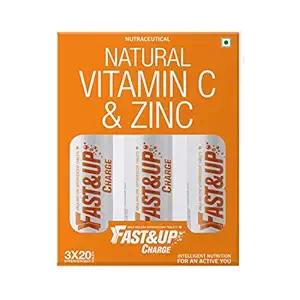 Fast&Up Charge - Vitamin C - Zinc - Natural Amla Extract - Antioxidants - Immunity - skin care - family pack - 60 Effervescent Tablets - Orange Flavor