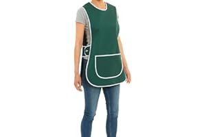 ER Direct Womens Home Work School Kitchen Catering Cleaning Bar Plus Size Plain Printed Coloured Front Large Pocket Side Button Fastening Tabard Apron