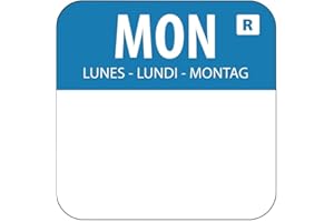 VOGUE 1" Colour Coded Blue Monday Food Safety Day Labels Food Rotation System Catering Hygiene Home Kitchen Restaurant Storage Monday - Blue. 1000 labels per roll