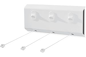 Leifheit Suszarka ścienna Rollfix Triple 150 Longline, 3 x 5 m linka do suszenia prania, wysuwana suszarka na pranie, suszarka do prania na ścianie, wewnątrz i na zewnątrz