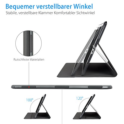 AUAUA iPad Pro 9.7 Hülle, iPad Pro 9.7 PU Leder Tasche Schutzhülle Schal + Clear Schutzfolie(Gift) für Apple iPad Pro 9.7 Zoll Apple Tablet - 3