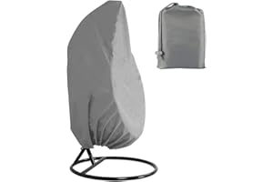 JTWEB Patio Hanging Chair Cover 210D Oxford Fabric Waterproof Veranda Patio Cocoon Egg Chair Garden Furniture Protective Cover with Elastic Hem Drawstrings 115x190CM Grey