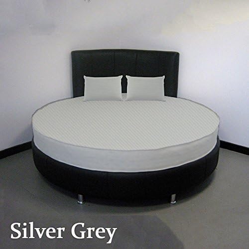 Stripe Pattern 3- Piece- Round Fitted Sheet Set UK Bed Sheet 450 Thread Count 11 inches (27cm) Deep Pocket 100% Egyptian Cotton All Sizes &amp; Colors ( 96 Inch Diameter , Sky Blue).