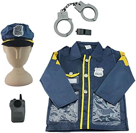 Police Officer Costume With Role Play Kit, Police Chief Cosplay Set, Sheriff, Sergeant Dress Up For Halloween, Christmas, Birthday and Holiday Party for 2, 3, 4, 5 Year Old and Up Kids - iPlay, iLearn