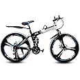 Skyride Bikes X6 Series BM Cycle – Foldable Bicycle with 21-Speed Gears, Carbon Steel Frame, Dual Suspension & Disc Brakes for a Smooth & Comfortable Ride | Ideal for City Rides | Black & White